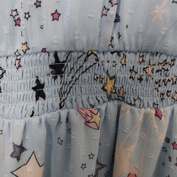 Torrid Mini Clipdot Blouson Sleeve Mock Neck Skater Dress in Cosmic Stars 4X - Picture 5 of 10